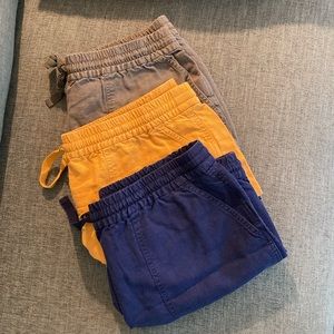 Set of 3 J. Crew Seaside Linen Blend Pull On Elastic Waist Shorts, Size Large